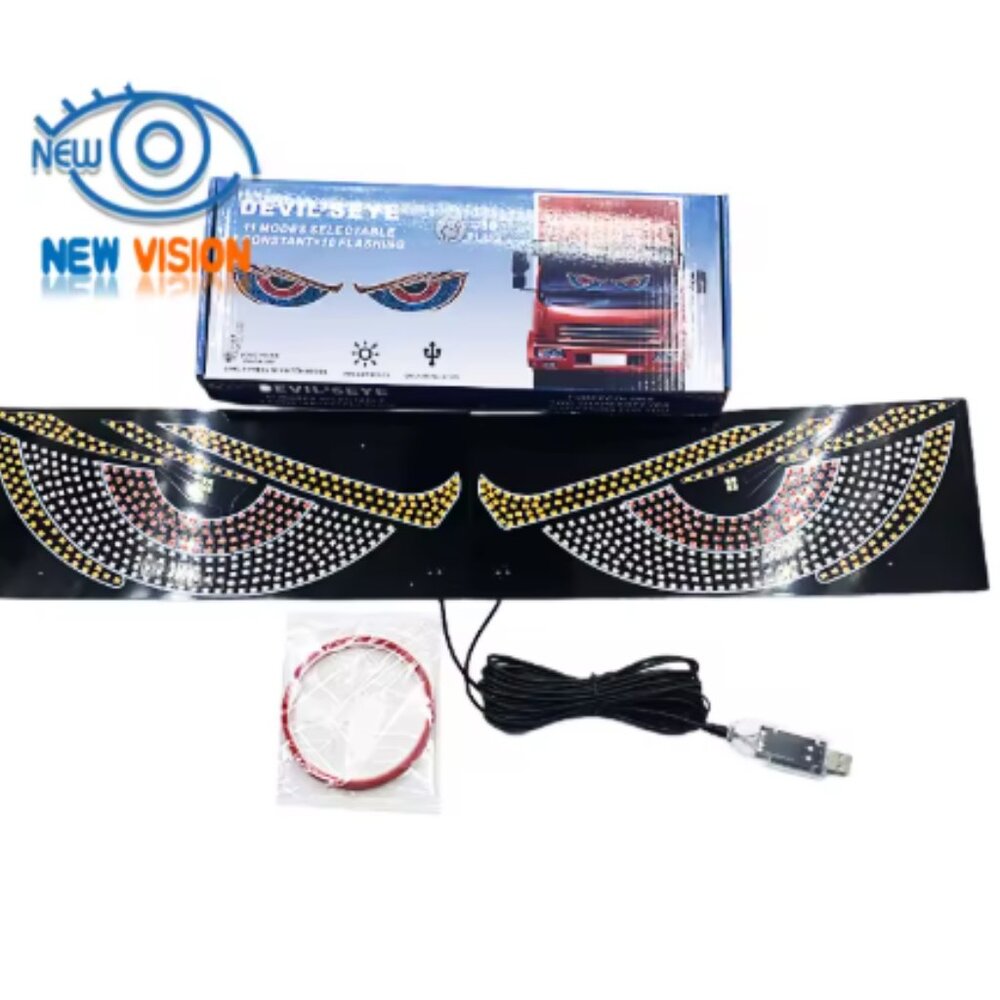 XL Devil Eye Dynamic Rear Window Screen Display Universal Car Accessory with USB - Picture 2 of 4